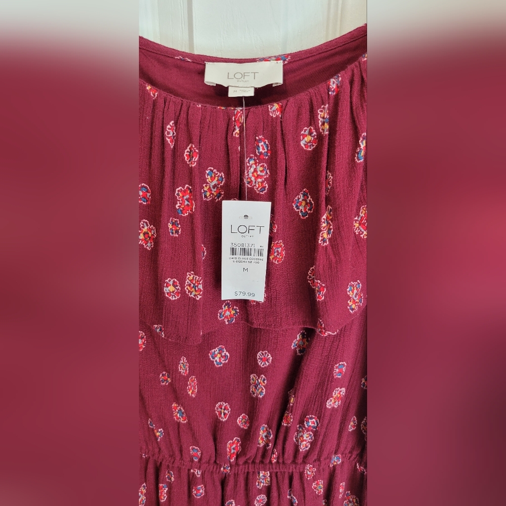 Loft Outlet sundress in merlot print Size M P2P 19" X 33" Long NWT - Picture 4 of 6